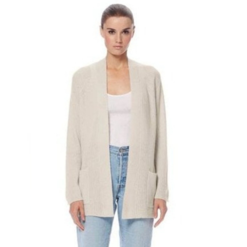 360 Cashmere Ribbed Pocketed Cardigan